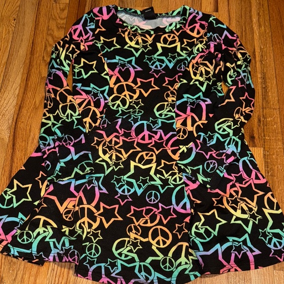 Colorful Star and Peace Sign Kids Dress - Picture 1 of 2